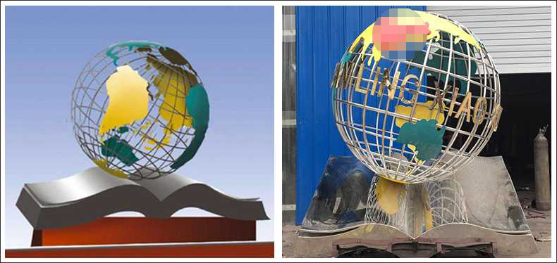 不銹鋼地球，景觀地球雕塑，學校地球儀擺件