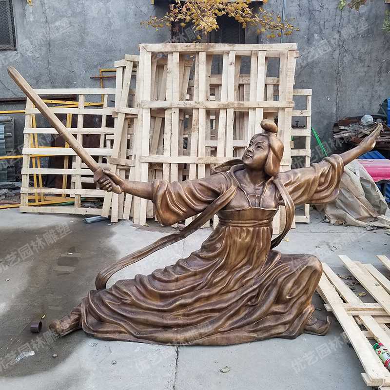 銅舞劍人物雕塑，古代銅人物雕塑